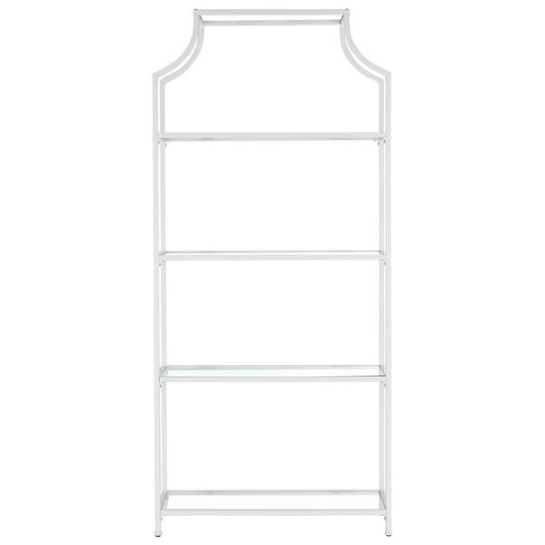 SAFAVIEH 80 in. White Metal 4-shelf Etagere Bookcase with Open Back