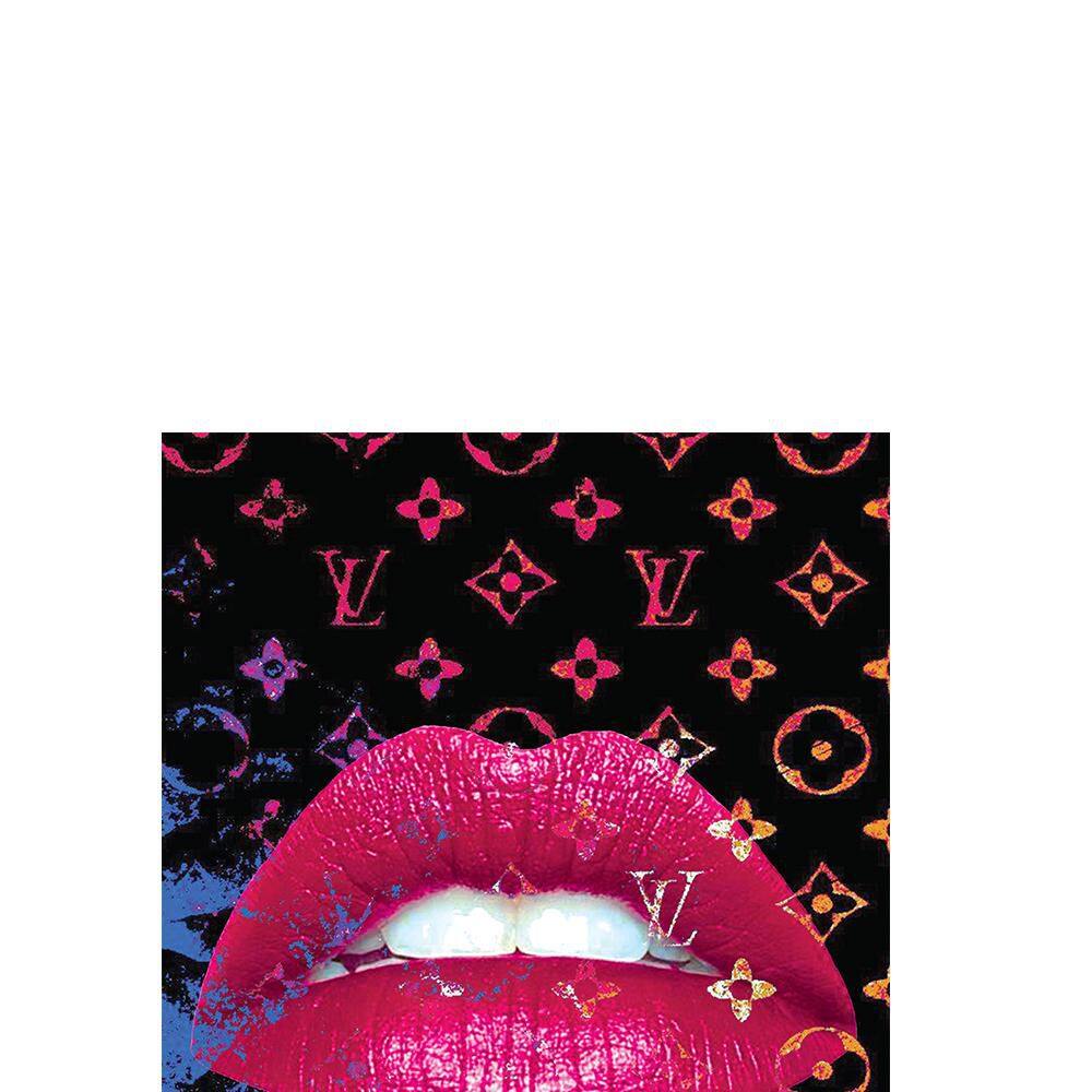 Fashion Glam Sparkling Pink Lips 20" x 30" Canvas Wall Art