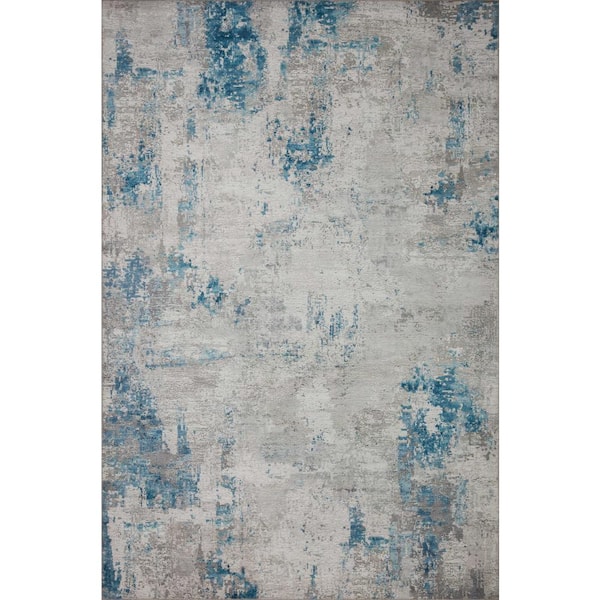 LOLOI II Drift Pebble/Ocean 1 ft. 6 in. x 1 ft. 6 in. Sample Contemporary Abstract Area Rug