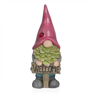 Gnome with Red Hat Holding "Welcome" Sign