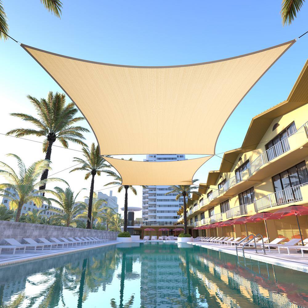 Beige 12' x 20' UV-Resistant HDPE Sun Shade Sail