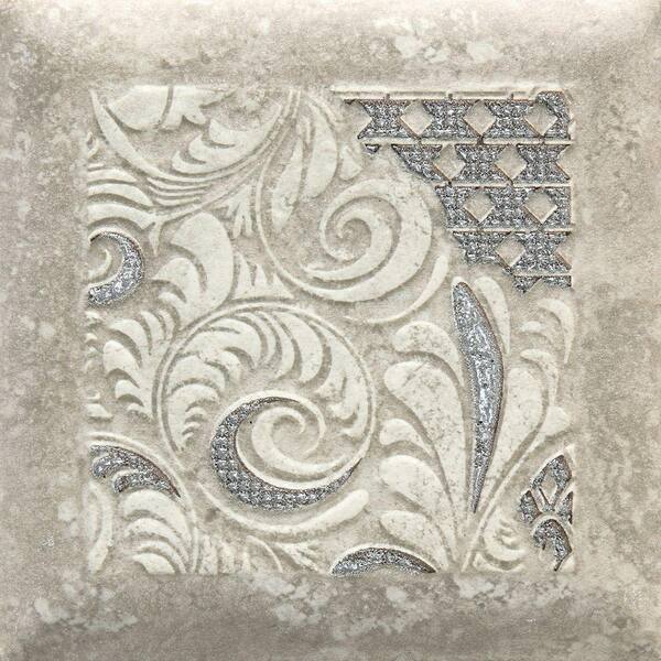 Daltile Del Monoco Leona Grigio 6-1/2 in. x 6-1/2 in. Porcelain Decorative Border Floor and Wall Tile