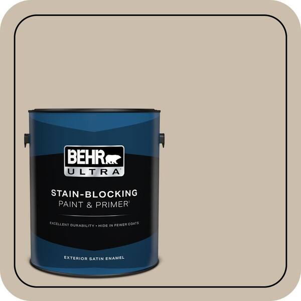 BEHR ULTRA 1 gal. Home Decorators Collection #HDC-AC-10 Bungalow Beige Satin Enamel Exterior Paint & Primer
