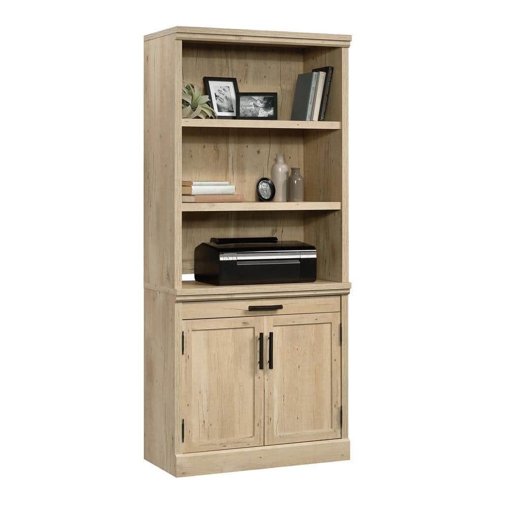 Prime Oak Adjustable 2-Shelf Library Hutch with Doors