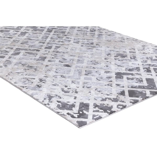 Craft Diamond Gray 8 ft. x 10 ft. Geometric Area Rug