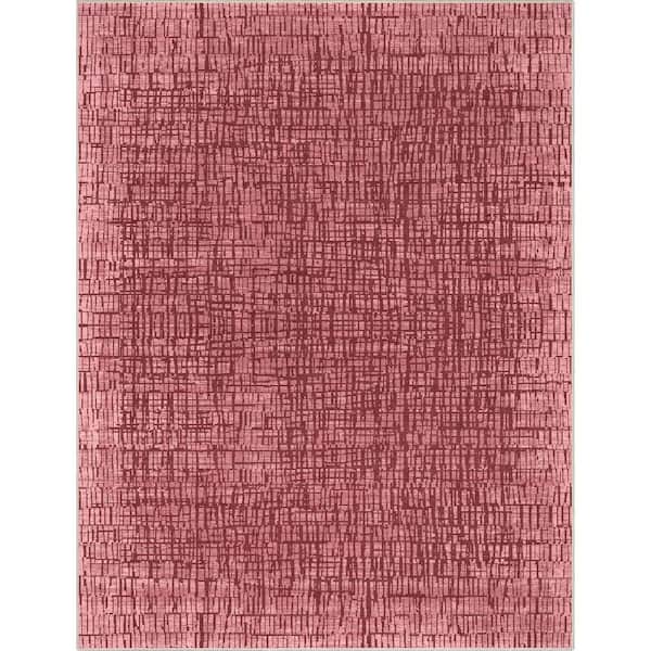 Well Woven Red 5 ft. 3 in. x 7 ft. 3 in. Abstract Nightscape Modern Geometric Flat-Weave Area Rug