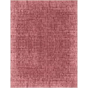Red 7 ft. 7 in. x 9 ft. 10 in. Abstract Nightscape Modern Geometric Flat-Weave Area Rug