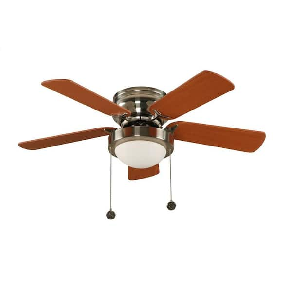 Hampton Bay Capri 36 in. Brushed Nickel Hugger Ceiling Fan with 5 Reversible MDF Blades and Single Frosted Twist Lock Glass