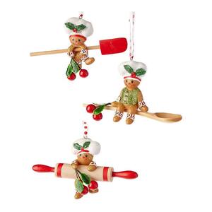Gingerbread Man Baking Tool Decorative Holiday Ornament Set (3 Pack)