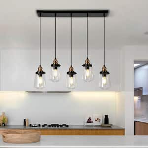 Modern Dining Room Light Fixture 5-Light 32-in Large Island Chandelier Contemporary Glass Chandelier for Living Room