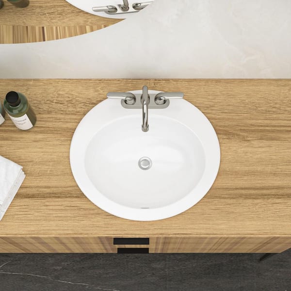 20 in. White Ceramic Oval Undermount Bathroom Sink with 3-Faucet Hole