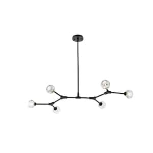 Timeless Home 49 in. 6-Light Black And Clear Pendant Light