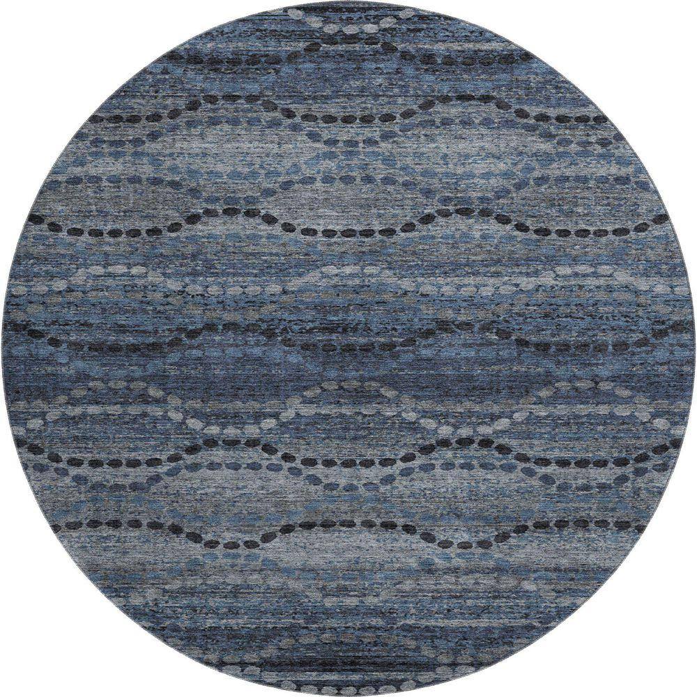 UPC 199477529548 product image for Mayfield Premium Machine Washable Abstract AMF2031 Navy 8 ft. x 8 ft. Round Rug | upcitemdb.com