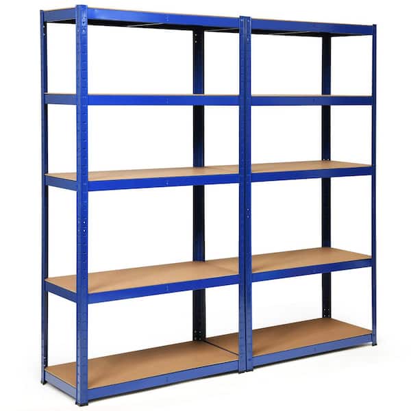 2-Piece Blue 5-Tier Heavy Duty Steel Garage Storage Shelving Unit Adjustable 72 in.W x 72 in.H x 16 in.D