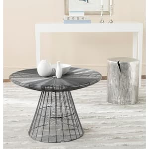 Reginald 29 in. Gray Coffee Table with Pedestal Base
