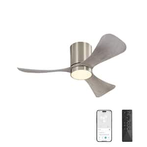 42 in. Dimmable Smart LED Indoor Nickel and Wood Grain 3-Blades Ceiling Fan with Remote Control