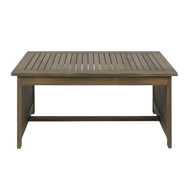 Misopily Gray Acacia Wood Rectangular Outdoor Coffee Table, Easy to Assemble for Patio, Balcony, Garden