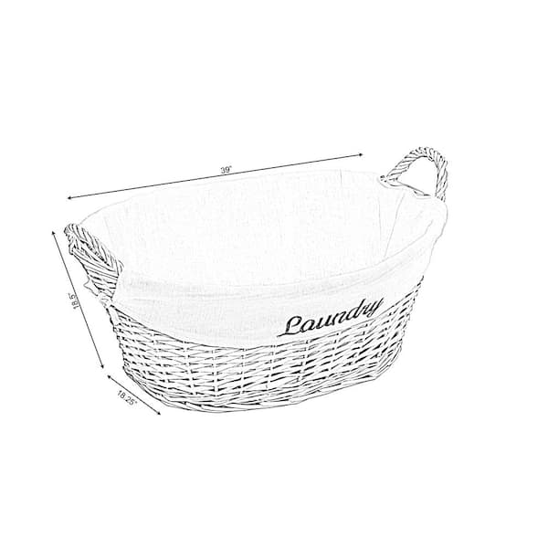 Vintiquewise Willow Laundry Hamper Basket with Liner and Side Handles  QI003689 - The Home Depot