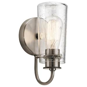 Braelyn 1-Light Classic Pewter Bathroom Indoor Wall Sconce Light with Clear Seeded Glass Shade