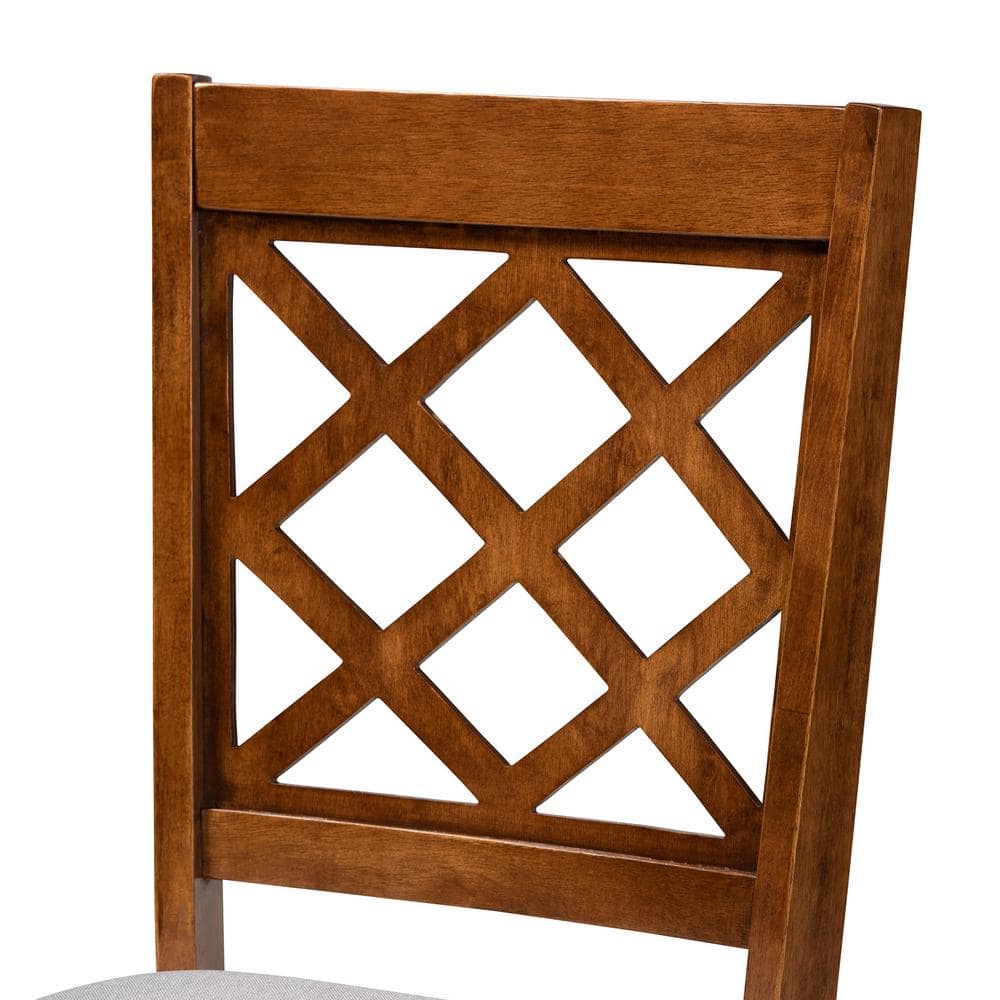 Jana 7-Piece Walnut Brown and Gray Fabric Dining Set