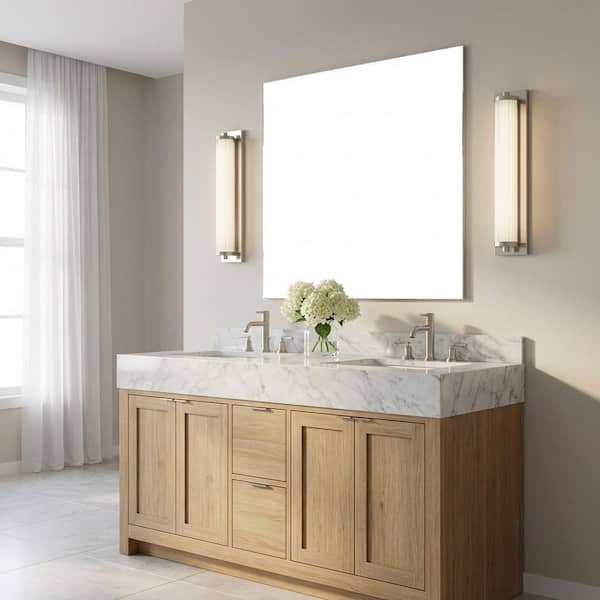 Weston 22 in. W x 4.25 in. H Chrome Transitional Dimmable LED Bathroom Vanity Light with Clear Fluted Glass Shade