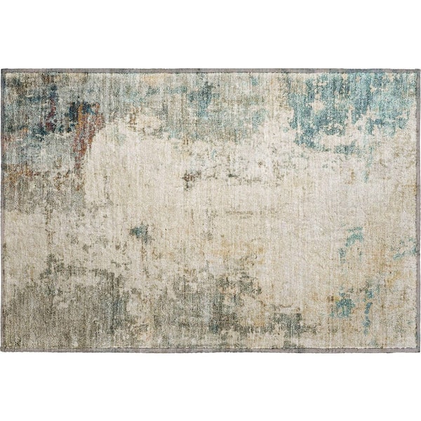 Mayfield Premium Machine Washable Abstract AMF2022 Ivory 2 ft. x 3 ft. Accent Rug
