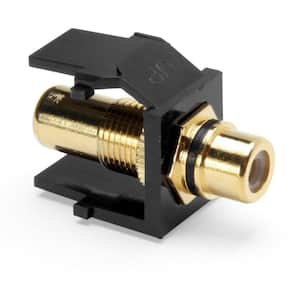 QuickPort RCA Gold-Plated Connector with Black Stripe, Black