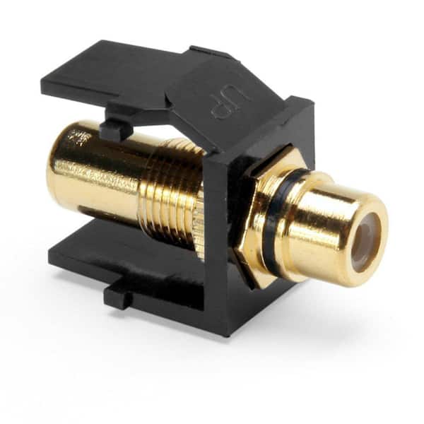 Leviton QuickPort RCA Gold-Plated Connector with Black Stripe, Black