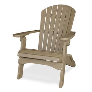 Heritage Weathered Wood Plastic Outdoor Folding Adirondack Chair