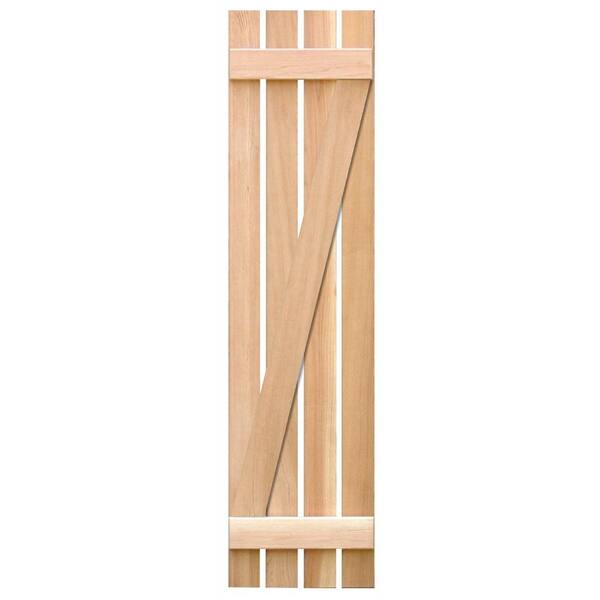 Unbranded 15 in. x 43 in. Cedar Board & Batten Z Exterior Shutters Pair