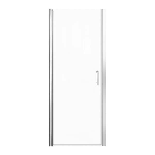 RAINLEX 32 in. to 33-3/8 in. W x 72 in. H Semi-Frameless Pivot Shower Door in Chrome Finish with Clear Glass