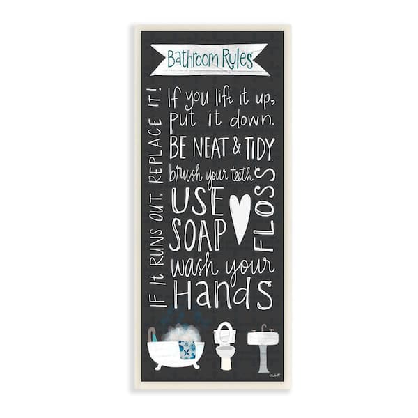 Stupell Industries Bathroom Rules Sign Whimsical Tub Toilet Sink By Katie Doucette Unframed Print Abstract Wall Art 7 in. x 17 in.