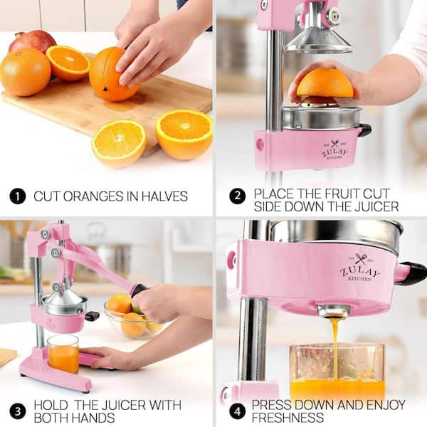 Zulay Kitchen Cast-Iron Orange Juice Squeezer - Large Pink Z