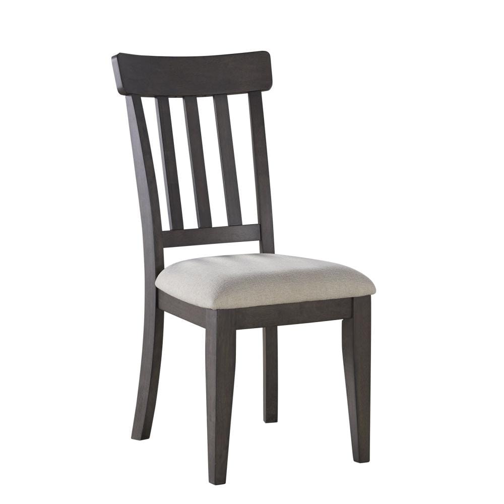 Beige Linen Upholstered Dark Brown Wood Side Chair Set