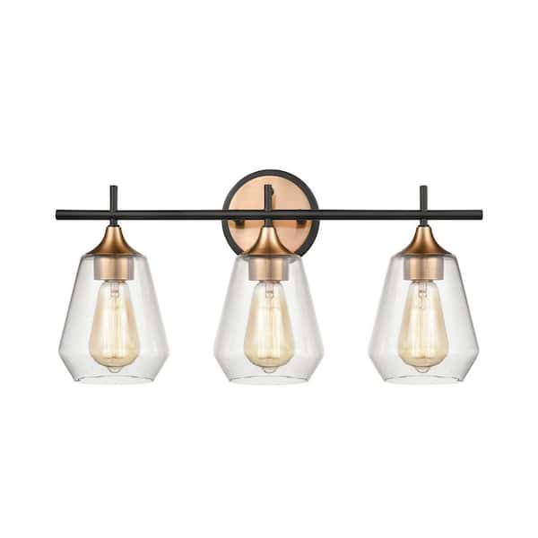 Titan Lighting Main Street 21 in. W 3-Light Satin Brass Vanity Light