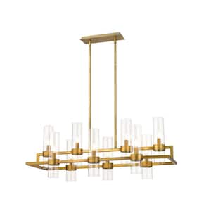 Datus 10-Light Rubbed Brass Chandelier with Glass Shade