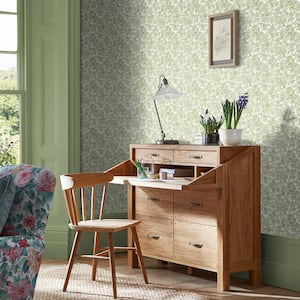 Louise Moss Green Non-Woven Paper Removable Wallpaper