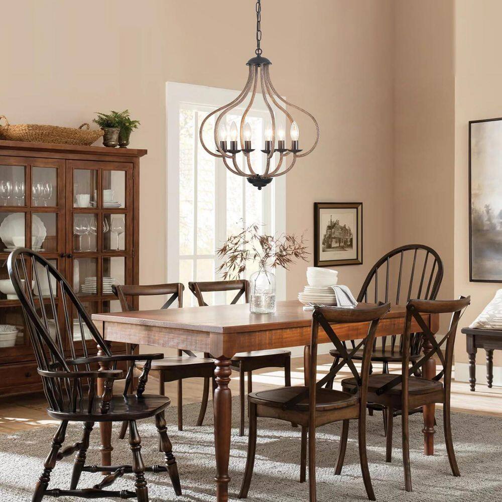 6-Light Black Farmhouse Candle Chandelier For Kitchen Island, Bedroom, Foyer, Living Room, Entryway w/ No Bulbs Included price history on PriceWatchPro