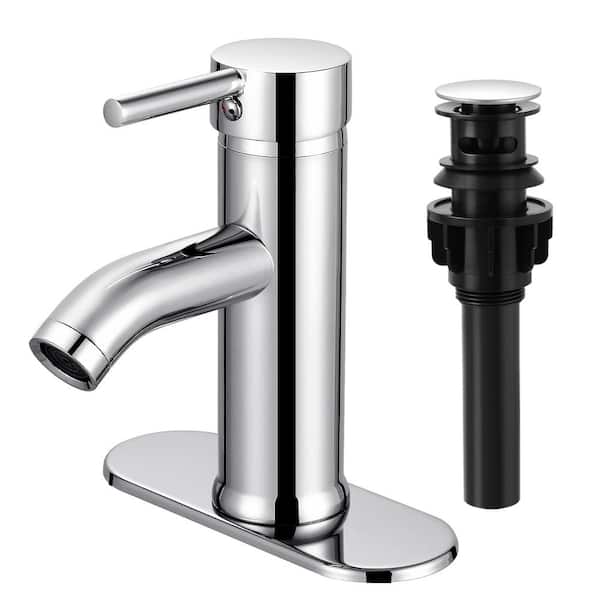 AKLFGN Single Handle Bathroom Faucet for 1 or 3 Holes with Pop-up Drain, Bathroom Sink Faucet with Deckplate in Chorme
