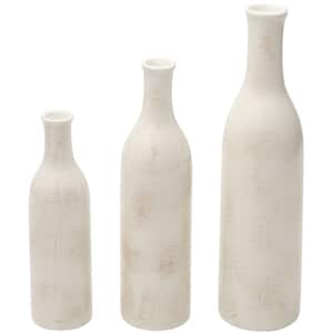 Ceramic Shoulder Vases, Set Of 3, Gray and White