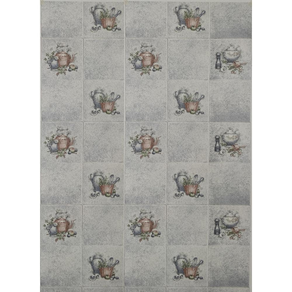 Kettle, Jug, Basket Grey, Sepia Vinyl Strippable Roll (Covers 26.6 sq. ft.)