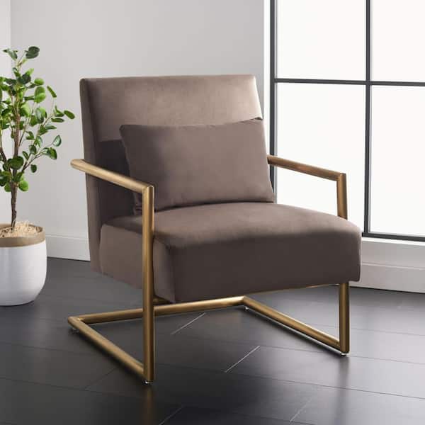 Konomi Dark Taupe Velvet Arm Chair