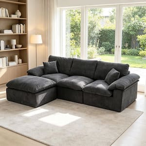 GDFSTUDIO Modern 102.3 in. Chenille Upholstered L-Shaped Modular ...