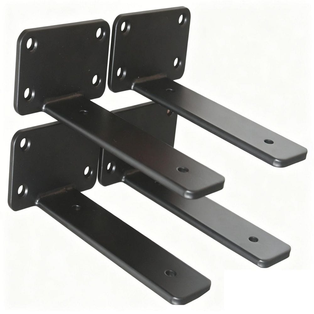 4-Pack 6 in. L Black Iron Shelf Bracket, Floating Shelf Brackets, Rustic Industrial Metal Brackets for Shelf Support price history on PriceWatchPro