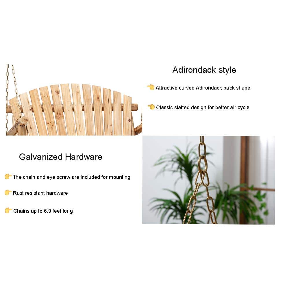 Anraja Light Wood Double Seating Outdoor Swing Chair with Chains