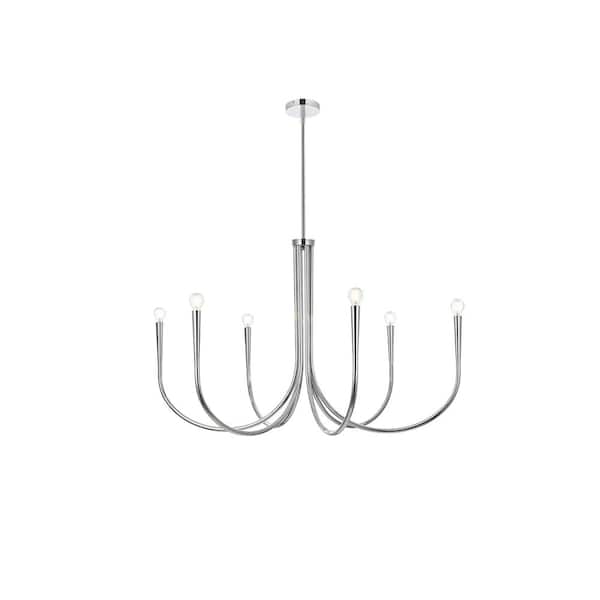 Unbranded 42 in. Home Living 6-Light Chrome Chandelier with no Bulbs Included