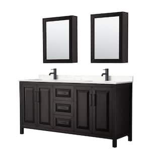 72 in. W x 22 in. D x 35.75 in. H Double Bath Vanity in Dark Espresso with Carrara Cultured Marble Top and Mirrors