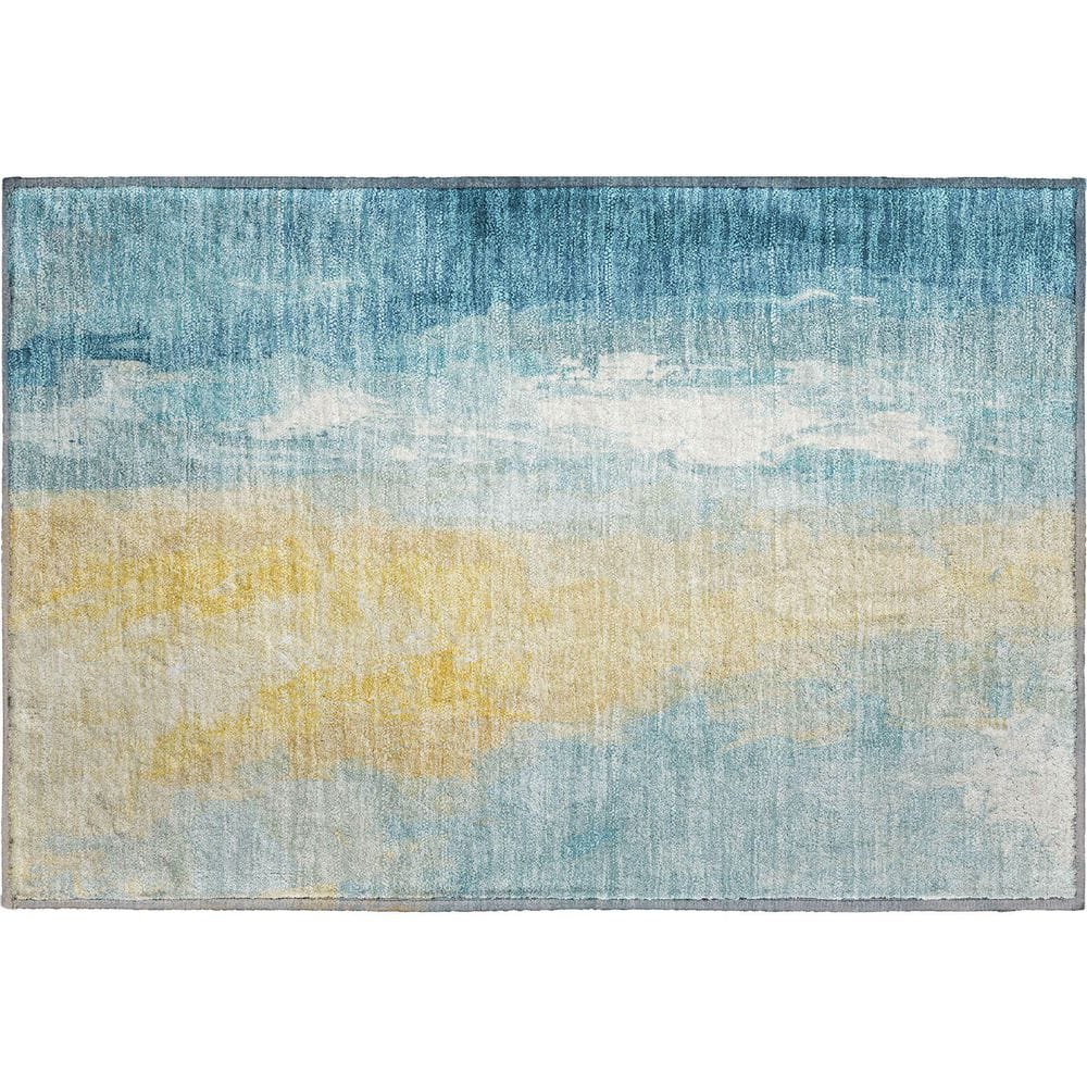 Mayfield Premium Machine Washable Abstract AMF1844 Teal 2 ft. x 3 ft. Area Rug price history on PriceWatchPro
