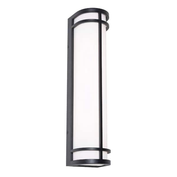 Crain 24 in. Black Outdoor Hardwired Cylinder Sconce with Integrated LED