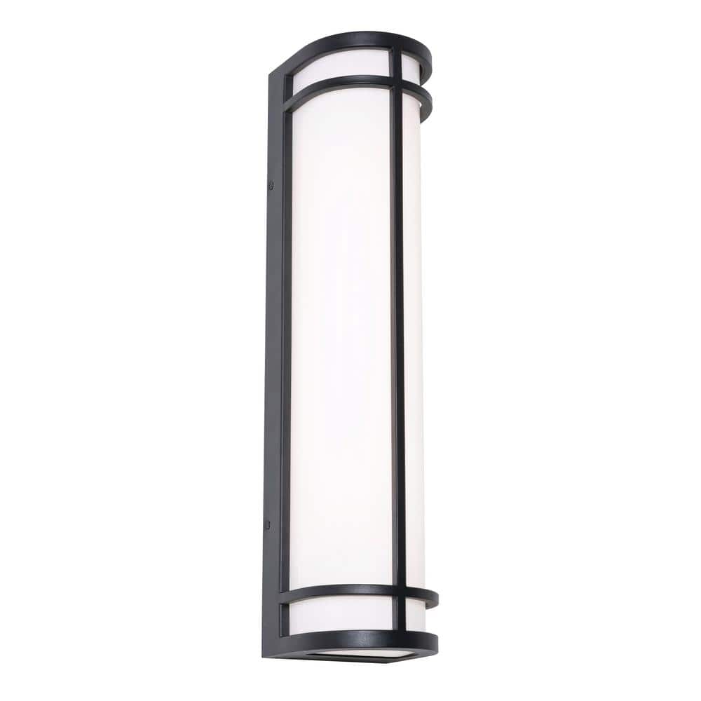 Crain 24 in. Black Outdoor Hardwired Cylinder Sconce with Integrated LED price history on PriceWatchPro